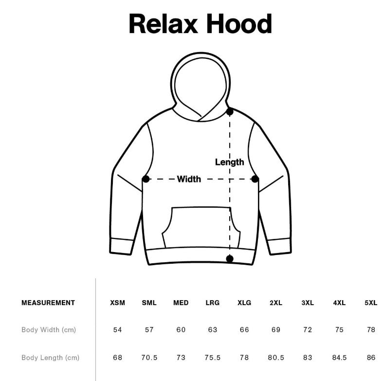 Size chart for Mens Independent Support Worker Hoodie