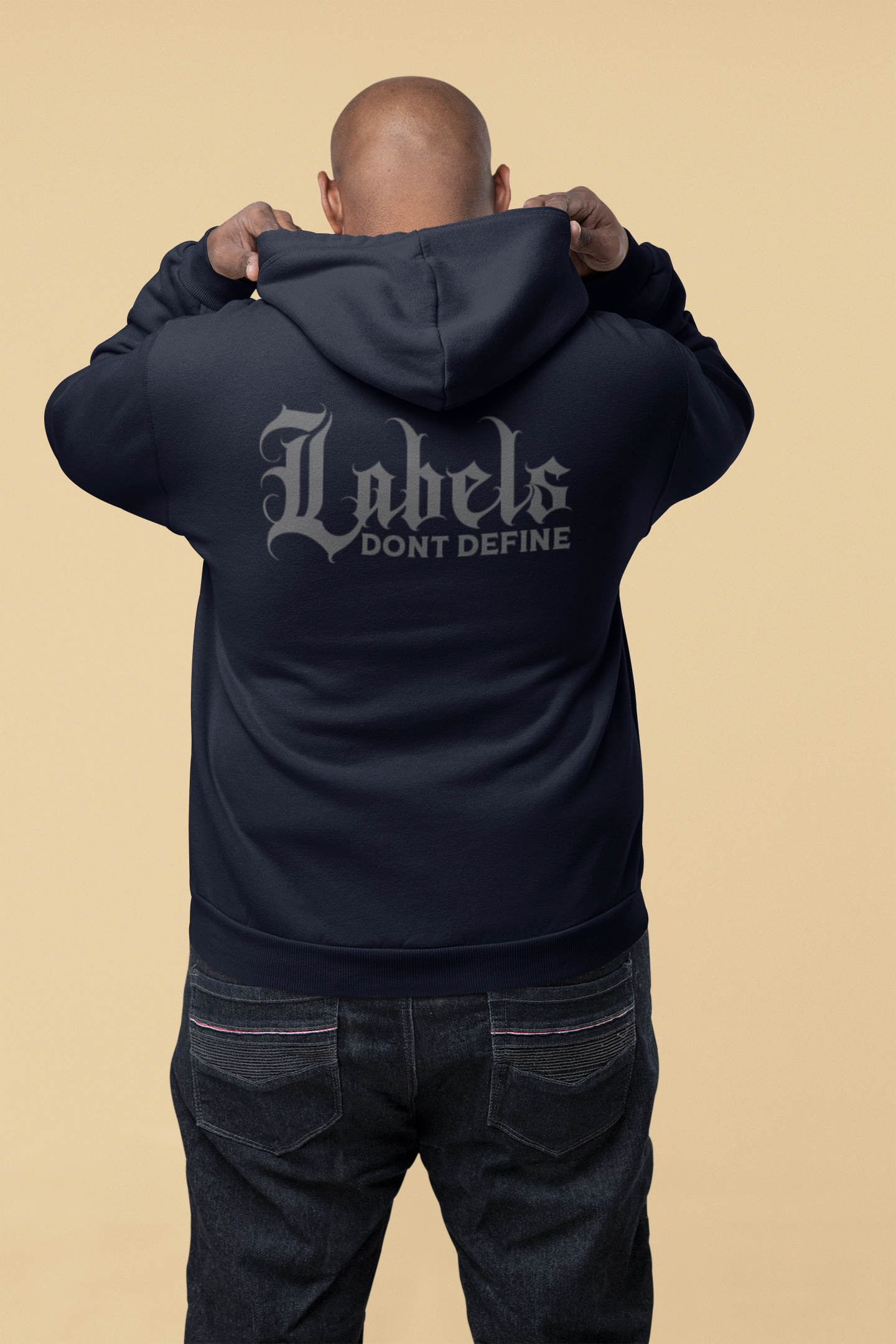"Labels don't define" Mens Hoodie