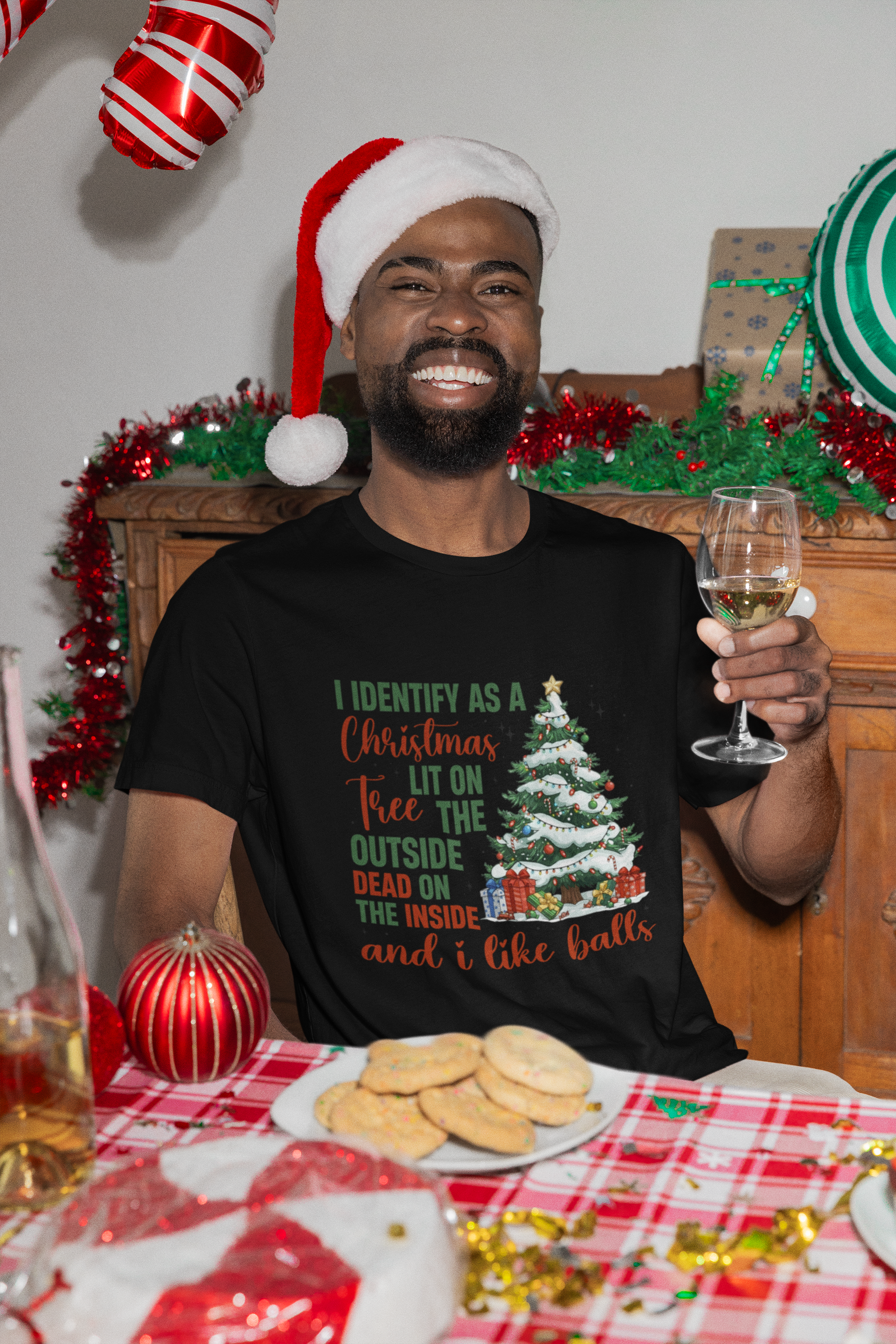 Mens T-Shirt - I Identify as a Christmas Tree