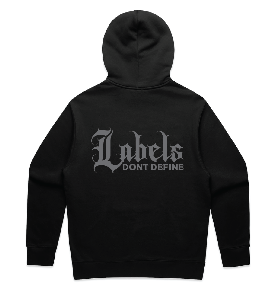"Labels don't define" Mens Hoodie