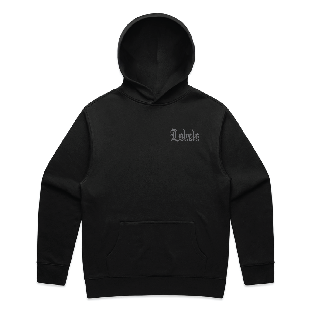 "Labels don't define" Mens Hoodie