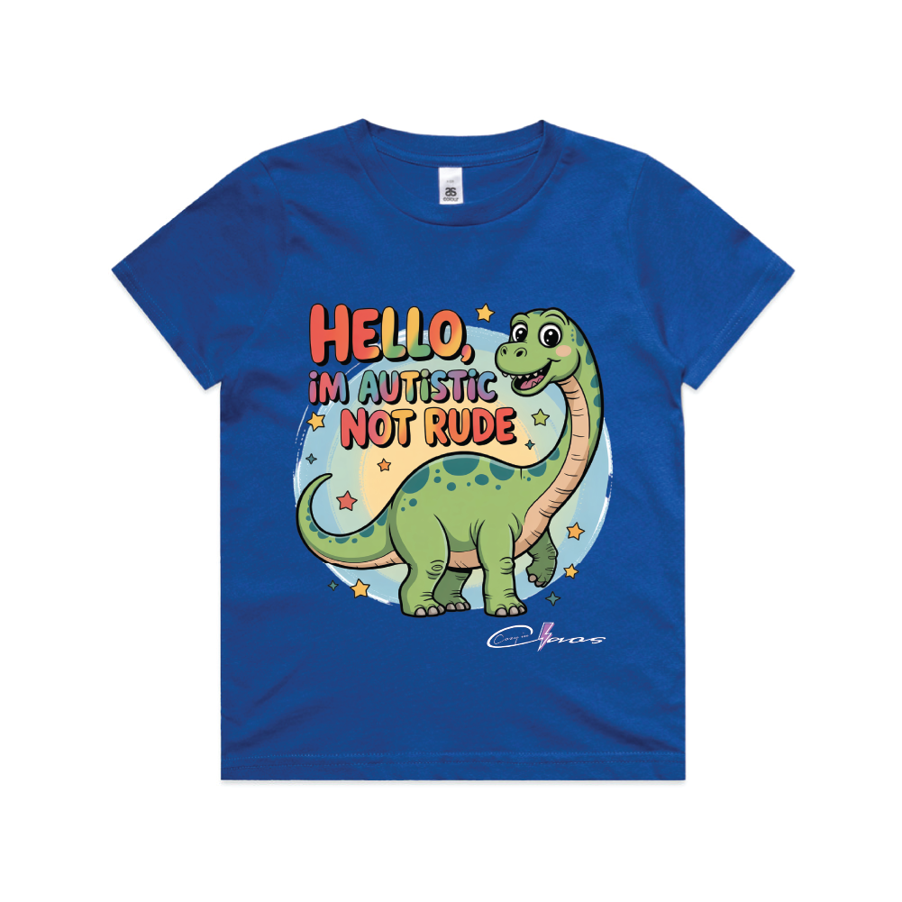 "I'm Autistic not rude" Dinosaur Tee Kids & Youth