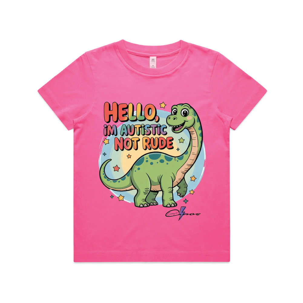 "I'm Autistic not rude" Dinosaur Tee Kids & Youth