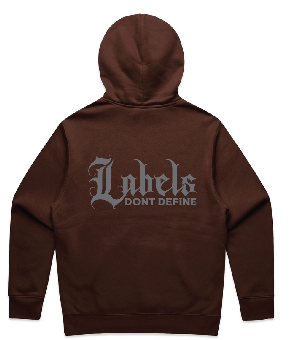 "Labels don't define" Mens Hoodie