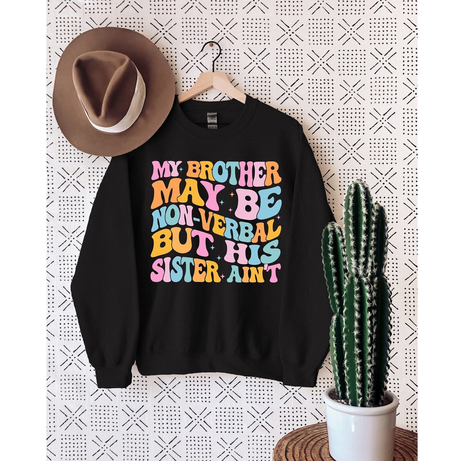 "My brother may be non verbal" Premium Kids & Youth Crew Sweatshirt