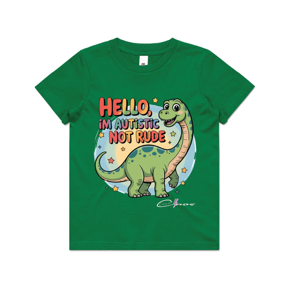 "I'm Autistic not rude" Dinosaur Tee Kids & Youth