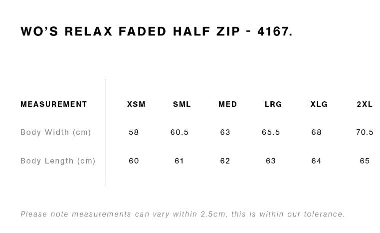 Size chart for 