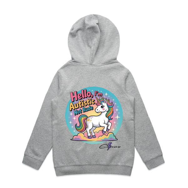 "Hello I'm Not Rude, I'm Autistic" Unicorn Kids & Youth Hoodie