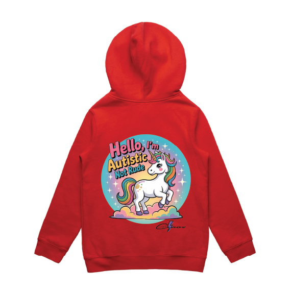 "Hello I'm Not Rude, I'm Autistic" Unicorn Kids & Youth Hoodie