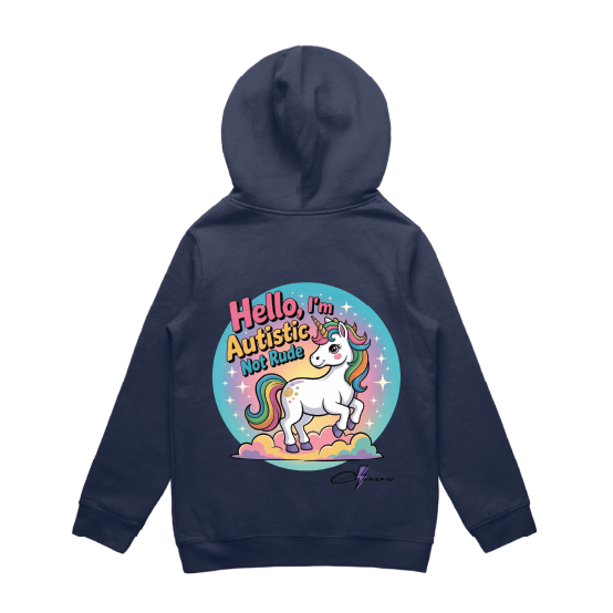 "Hello I'm Not Rude, I'm Autistic" Unicorn Kids & Youth Hoodie