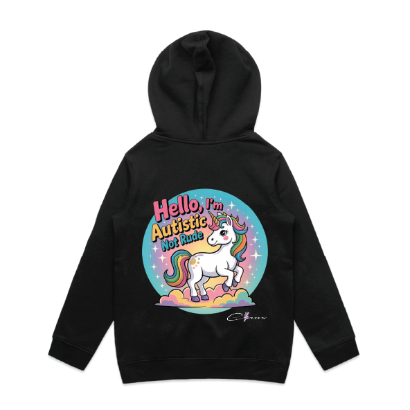 "Hello I'm Not Rude, I'm Autistic" Unicorn Kids & Youth Hoodie