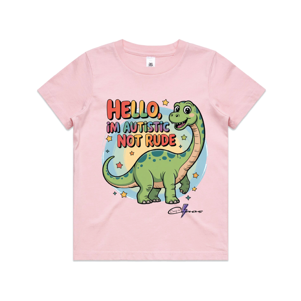 "I'm Autistic not rude" Dinosaur Tee Kids & Youth