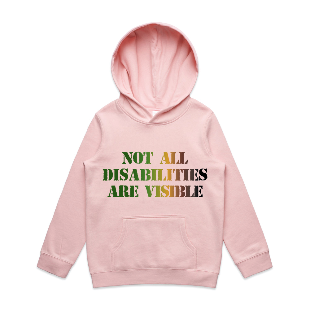 Camo "Not all disabilities are visible"  Kids & Youth Hoodie