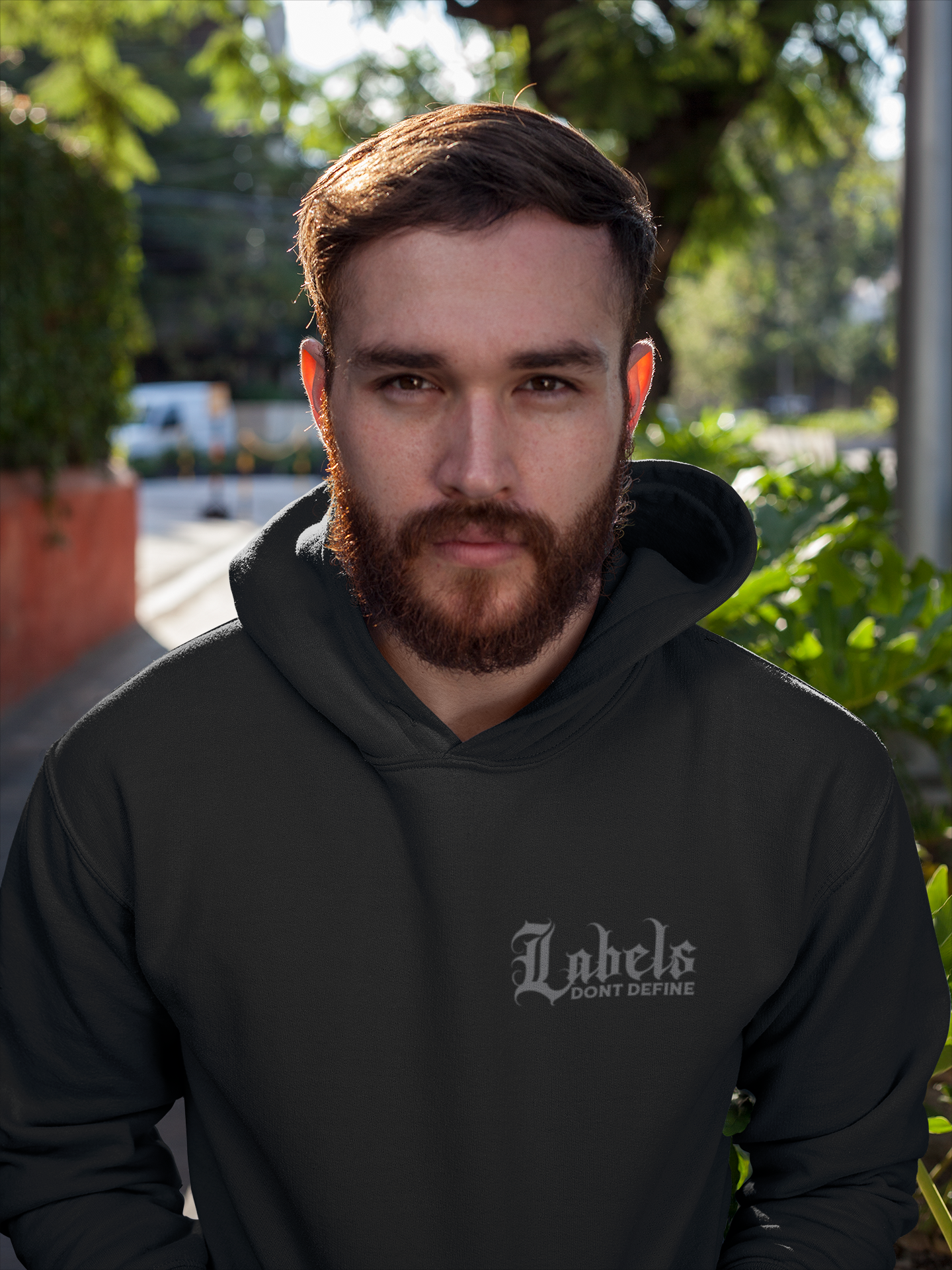 "Labels don't define" Mens Hoodie