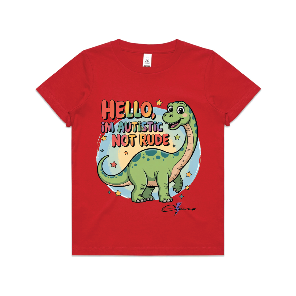 "I'm Autistic not rude" Dinosaur Tee Kids & Youth