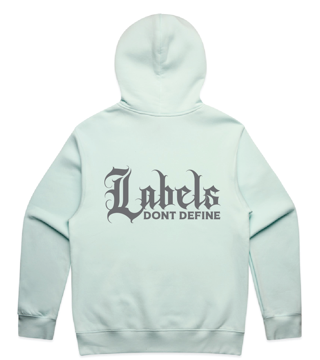 "Labels don't define" Mens Hoodie