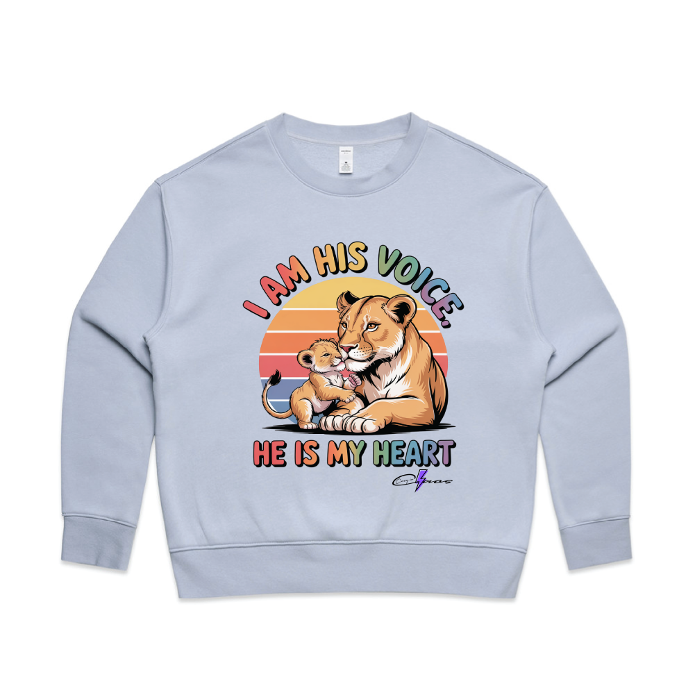 "I am his voice" Premium Women's Crew