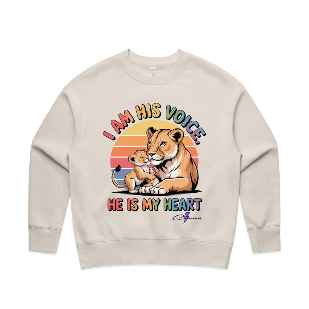 "I am his voice" Premium Women's Crew
